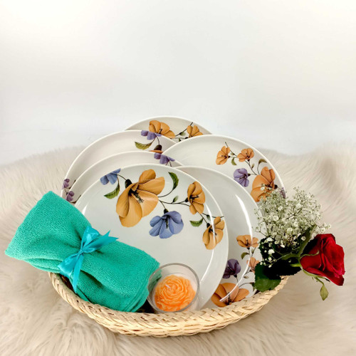 Plate, Towel & Candle Gift Set Basket JNK-5259