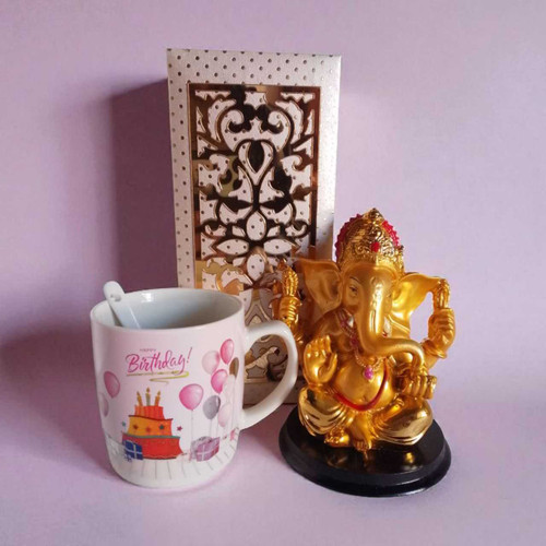 Birthday Divine Gift Set: Ganesha, Mug & Cash Sagun SPM-114