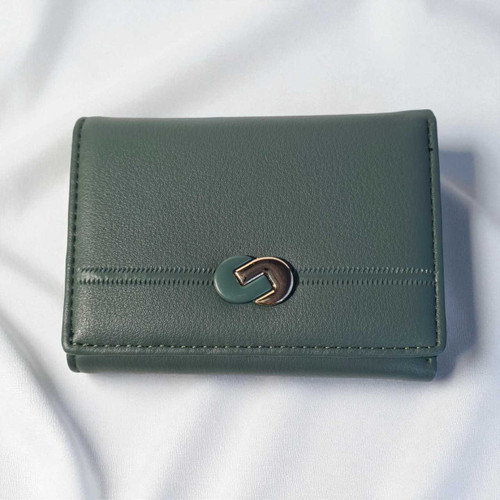 Elegant Dark Gray-Green Women’s Wallet with Modern Clasp BG-1520