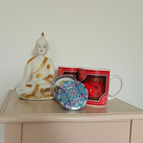 Buddha Statue & Love Mug Gift Set With Scented Candle SPM-136