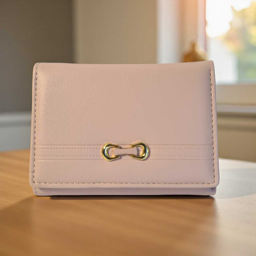 Elegant Light Pink Women’s Wallet with Gold Clasp BG-1517
