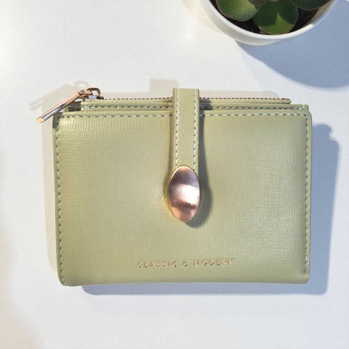 Classic & Modern Elegant Light Mint Wallet With a Gold Snap For Women BG-1535