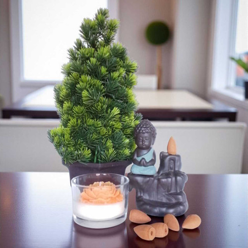 Peace & Positivity Gift Set: Buddha Decor, Candle & Plant SPM-145