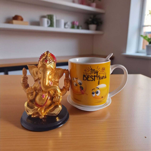 Divine Friendship Gift Set: Golden Ganesha & Best Friend Mug SPM-173