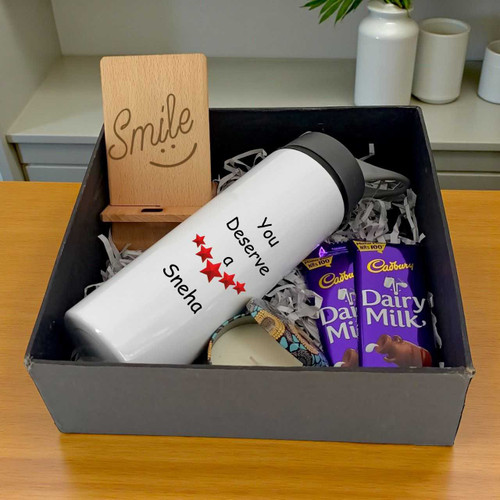 Cozy Surprise Gift Box with Sipper, Candle & Chocolates JNK-5321