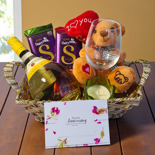 Anniversary Wine & Treats Gift Basket SK-1117