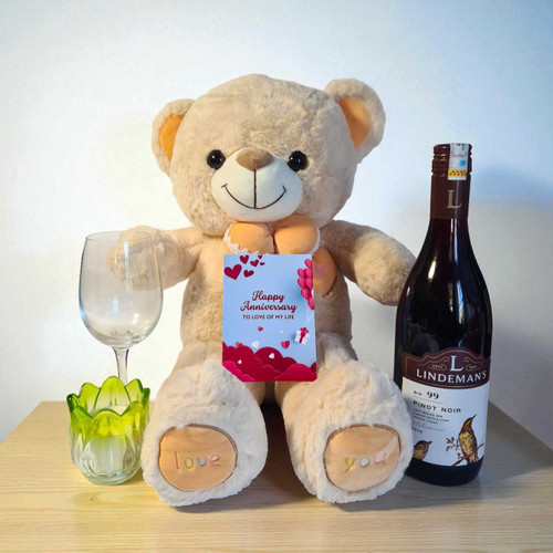 Timeless Romance Anniversary Gift Hamper with Pinot Noir & Teddy Charm SK-1127