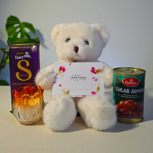 Sweet Love Anniversary Hamper with Candle & Gulab Jamun SK-1128