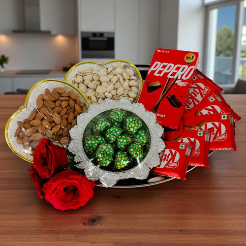 Premium Chocolates & Dry Nuts Tray JNK-5340