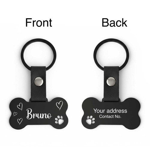 Personalised Black Metal Pet Lease with Name, Address & Contact Number PG1118-1