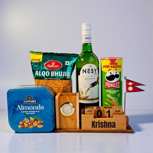 White Wine 750ml & Snacks with Desk Organizer JNK-5347