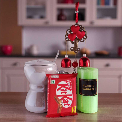 Treat & Decor Gift Set: Candle, Mug, KitKat & Wind Chime SPM-193