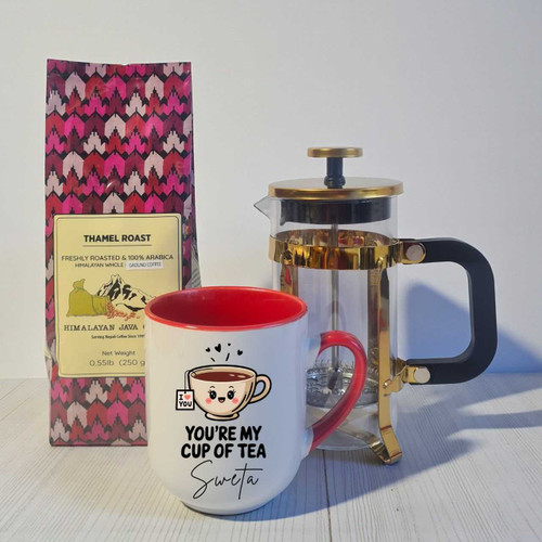 Coffee Lover’s Personalized Set with Roasted Coffee & French Pot JNK-5355