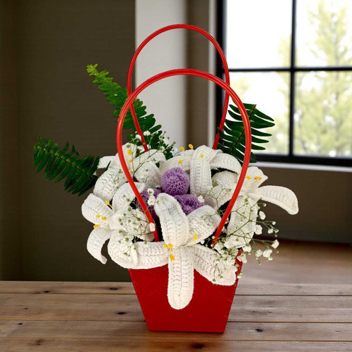 Elegant Crochet Lily & Tulip Gift Basket BPL-668
