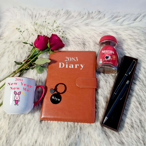 Personalized Elegant New Year Desk & Floral Gift Set