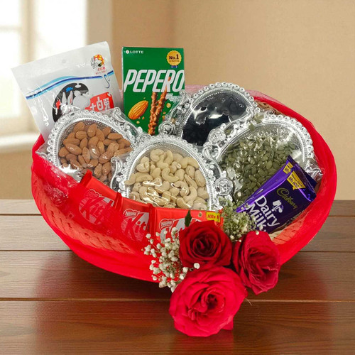 Dry Nuts & Chocolates Gift Basket JNK-5382