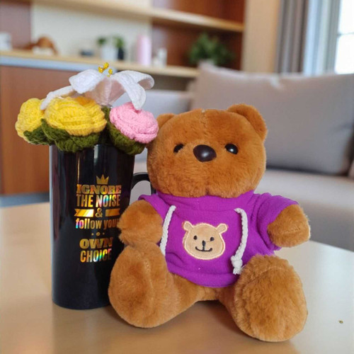 Cozy Mug & Handmade Floral Gift Set With Teddy SK-1194