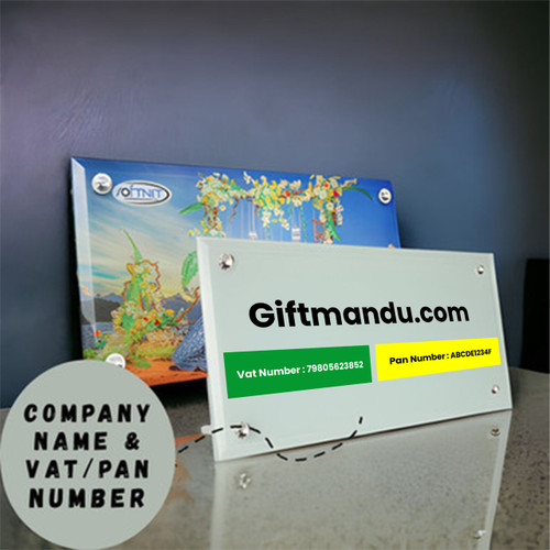 Personalized VAT/PAN Number & Company Name Printed Crystal Glass Frame