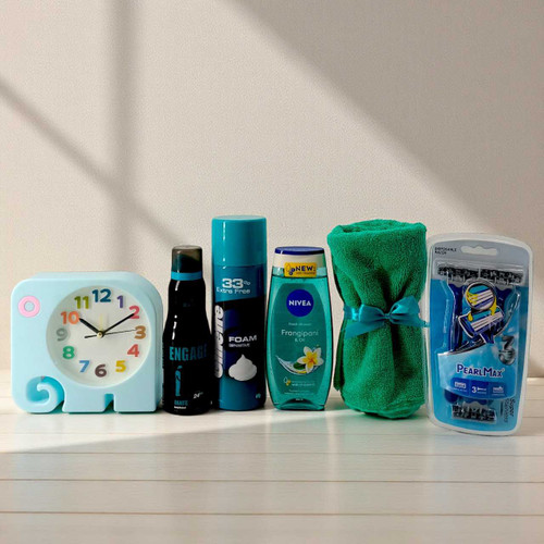 Men's Grooming Essentials Gift Set with Perfume & Alarm Clock JNK-5416
