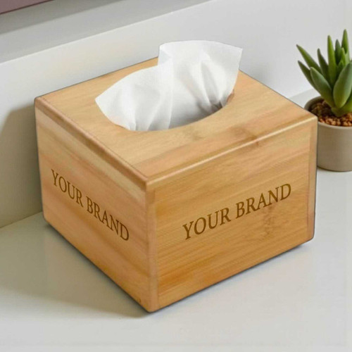 Personalized Bamboo Square Tissue Box Holder – Elegant & Durable SPM-223