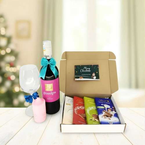 Christmas Delight Combo with Lindt, Merlot & Candles HSL-108