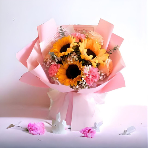 Mixed Flower Bouquet – Rose, Carnation & Sunflowers | Subscription Available