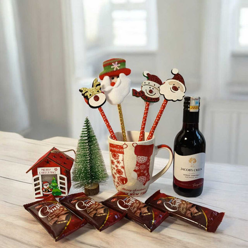 Christmas Decor Gift with Mug & Red Wine 187ml JNK-5454