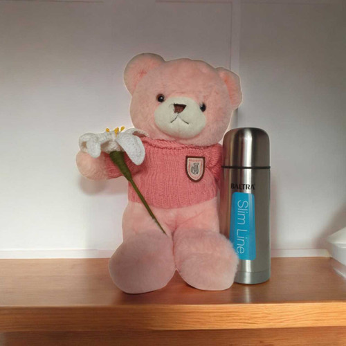 Charming Trio: Lily, Pink Teddy Bear & Compact Flask SPM-270