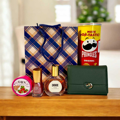 Stylish Wallet with Perfume, Nail Polish & Pringles for Her JNK-5510