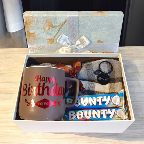 Birthday Gift Box with Muffler & Personalized Keyring JNK-5513