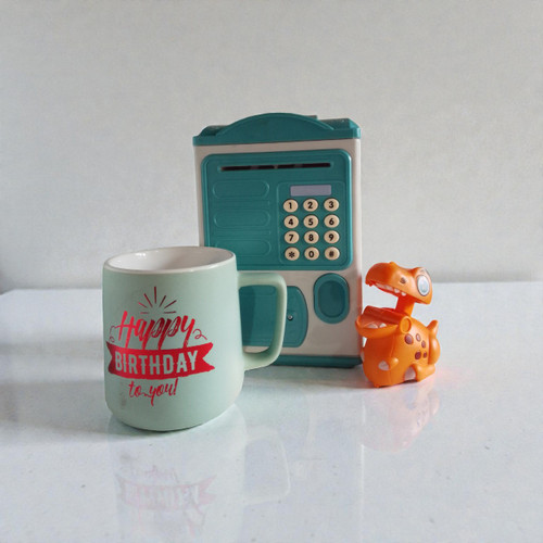 Kids’ Dino Toy with ATM Coin Bank & Printed Mug Combo SPM-313