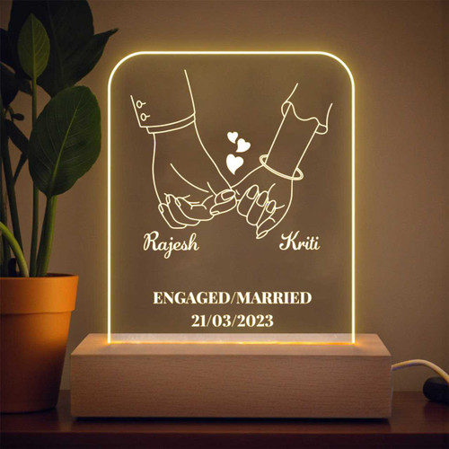 Personalized Romantic Anniversary Theme Engraved Acrylic Lamp With Cable BPL-736