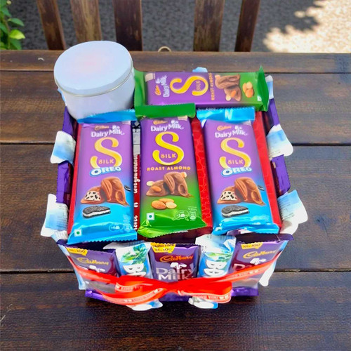 Cuddly Teddy, Crochet Rose, Candle & Chocolate Delight Box Hamper BPL-739