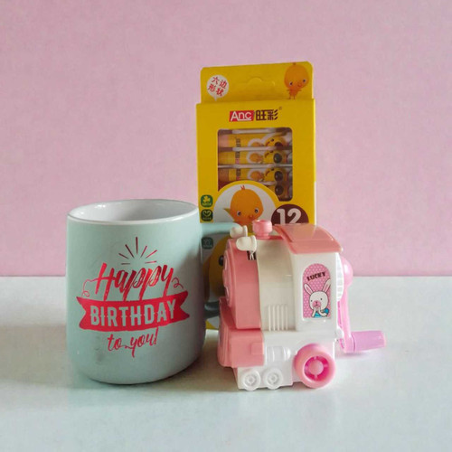 Train Sharpener with Birthday Mug & Art Sticks Gift Set SPM-323
