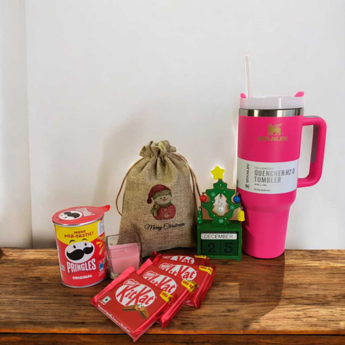 Christmas Delight Set with Tumbler, Snacks & Candle In Pouch SK-1384