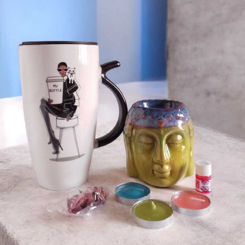 Relaxation & Décor Set: Mug with Buddha Tea-Light Burner SPM-332