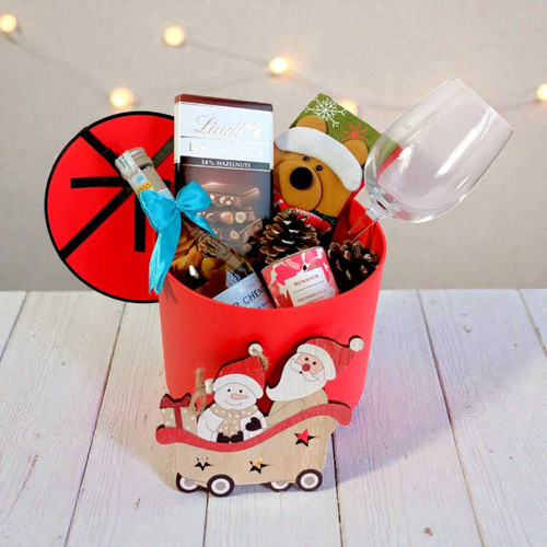 Christmas Cheers Decor, Wine & Treats Gift Box BPL-756