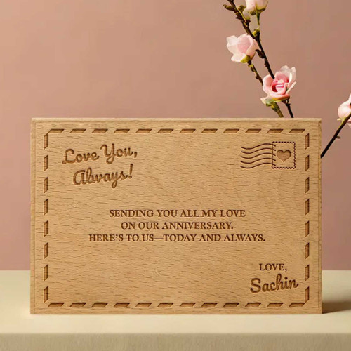 Romantic Message & Name Personalized Laser Engraved Wooden Plaque Board (Small 4x6 Inches) WPH-12-1