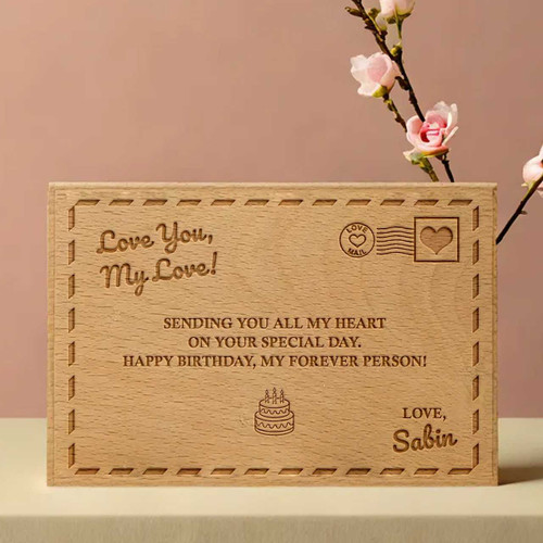 Romantic Birthday Personalized Laser Engraved Wooden Plaque Board (Small) WPH-12-2