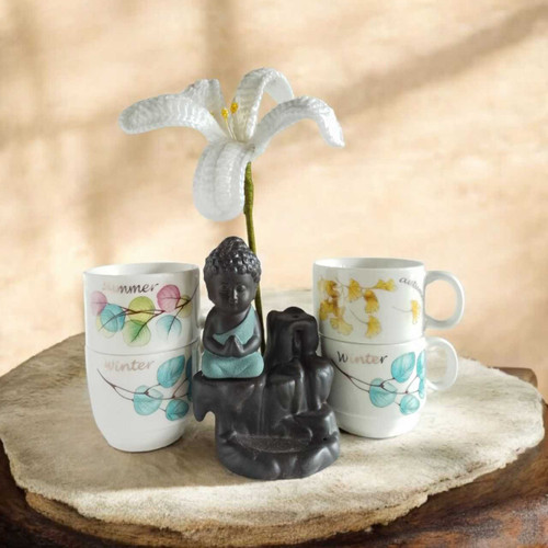 Serene Sips Gift Set with Buddha Incense & Crochet Flower SK-1425