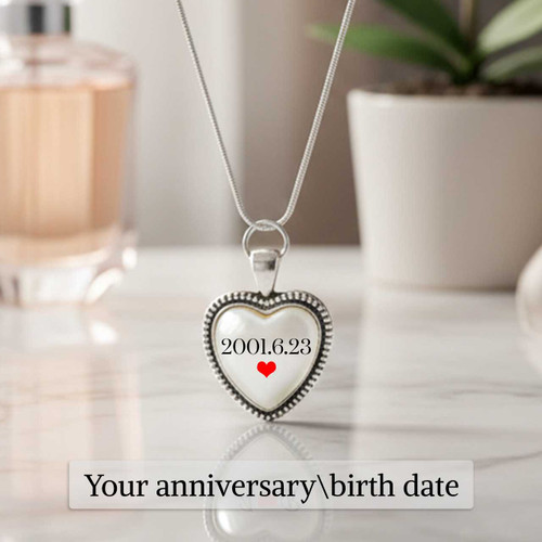 Personalized Date Printed Heart Locket for Special Moments HSL-179