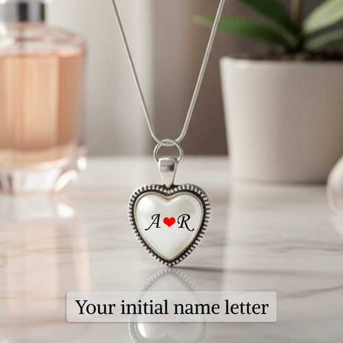 Heart-Shaped Personalized Locket with Your Initial Letter HSL-181