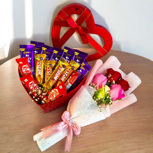 Romantic Rose Bouquet & Chocolate Box JNK-5813