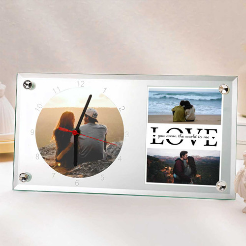 Personalized Love-Themed Photo Frame with Sublimation Clock SPM-392