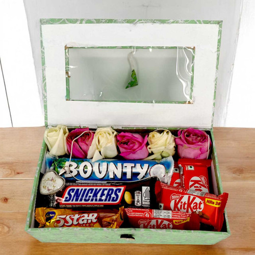 Romantic Gift Combo: Chocolates, Roses & Locket for Her JNK-5869