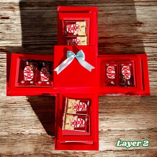 4 Layer Explosion Box with Chocolates & Teddy Keyring JNK-5871