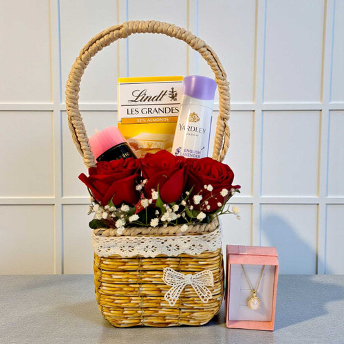 Elegant Perfume, Chocolate & Rose Gift for Her JNK-5881