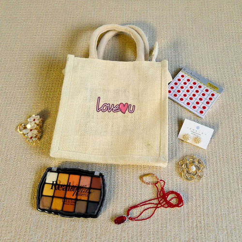 Traditional Luxury Accessories Gift Hamper For Her InJute Bag SK-1528