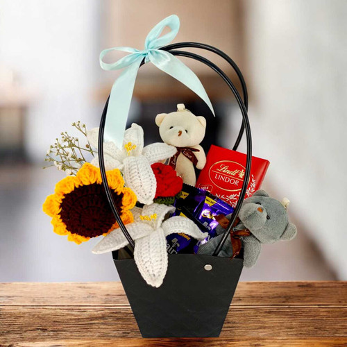 Everlasting Crochet Flowers, Plush Keyring & Chocolates JNK-5946