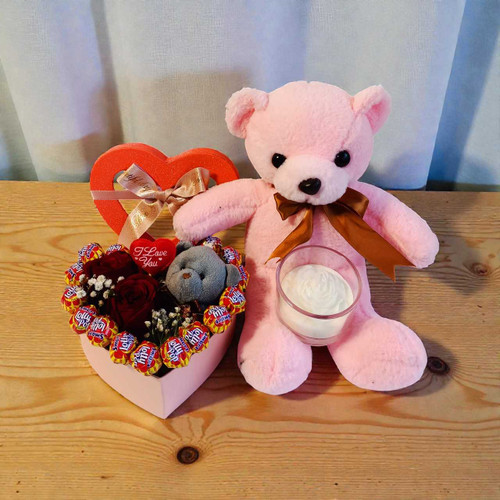 Ultimate Romance Box: Teddy, Roses, Candle & Chocolates JNK-5963